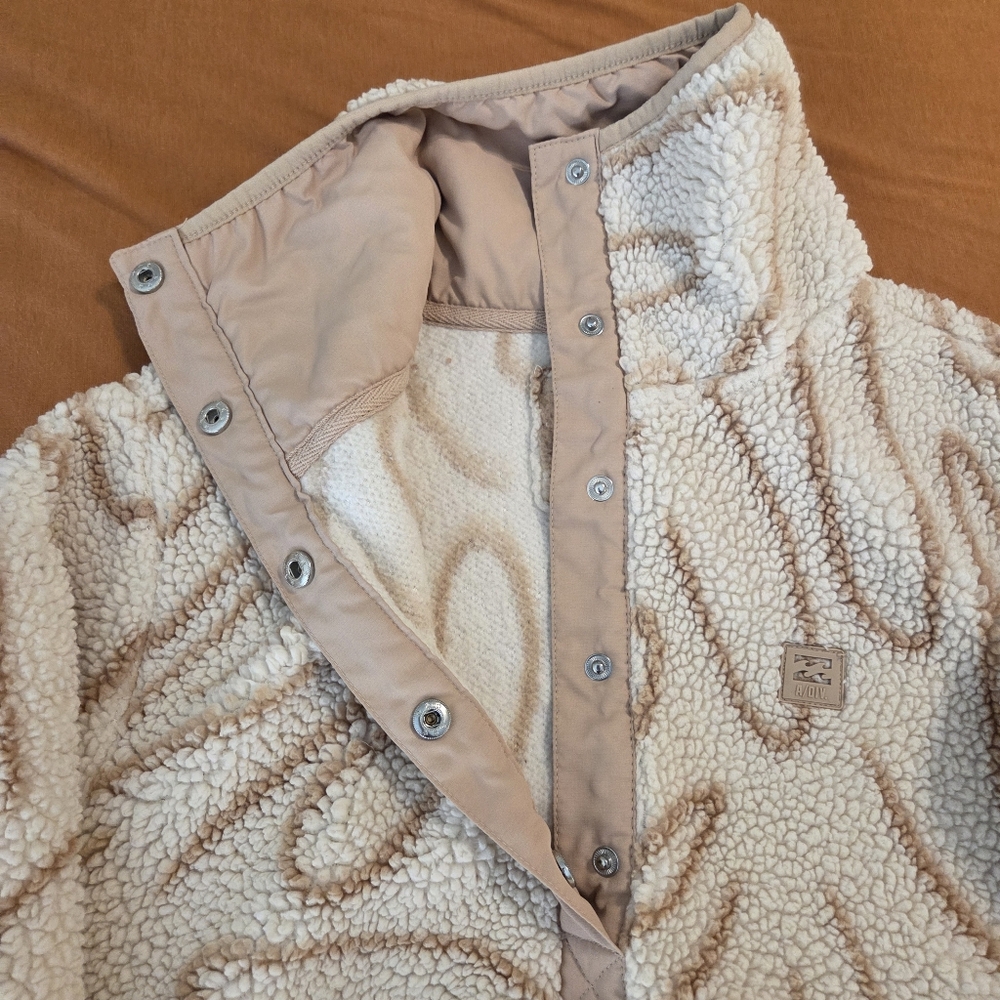 Billabong Adventure Division Switchback Mock Fleece Pullover Snap Button Beige S - Picture 7 of 9
